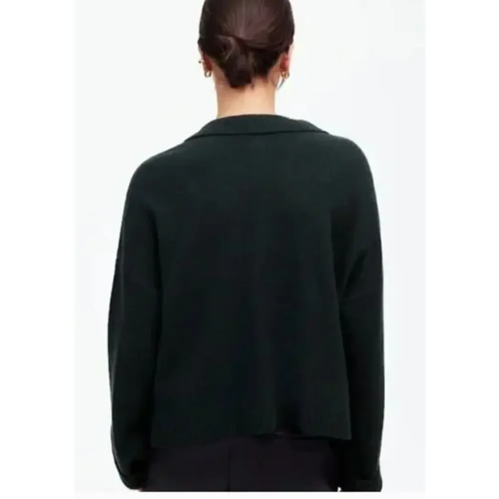 Madewell Polo Sweater Cashmere Wool Blend Dark Green NWT XXS